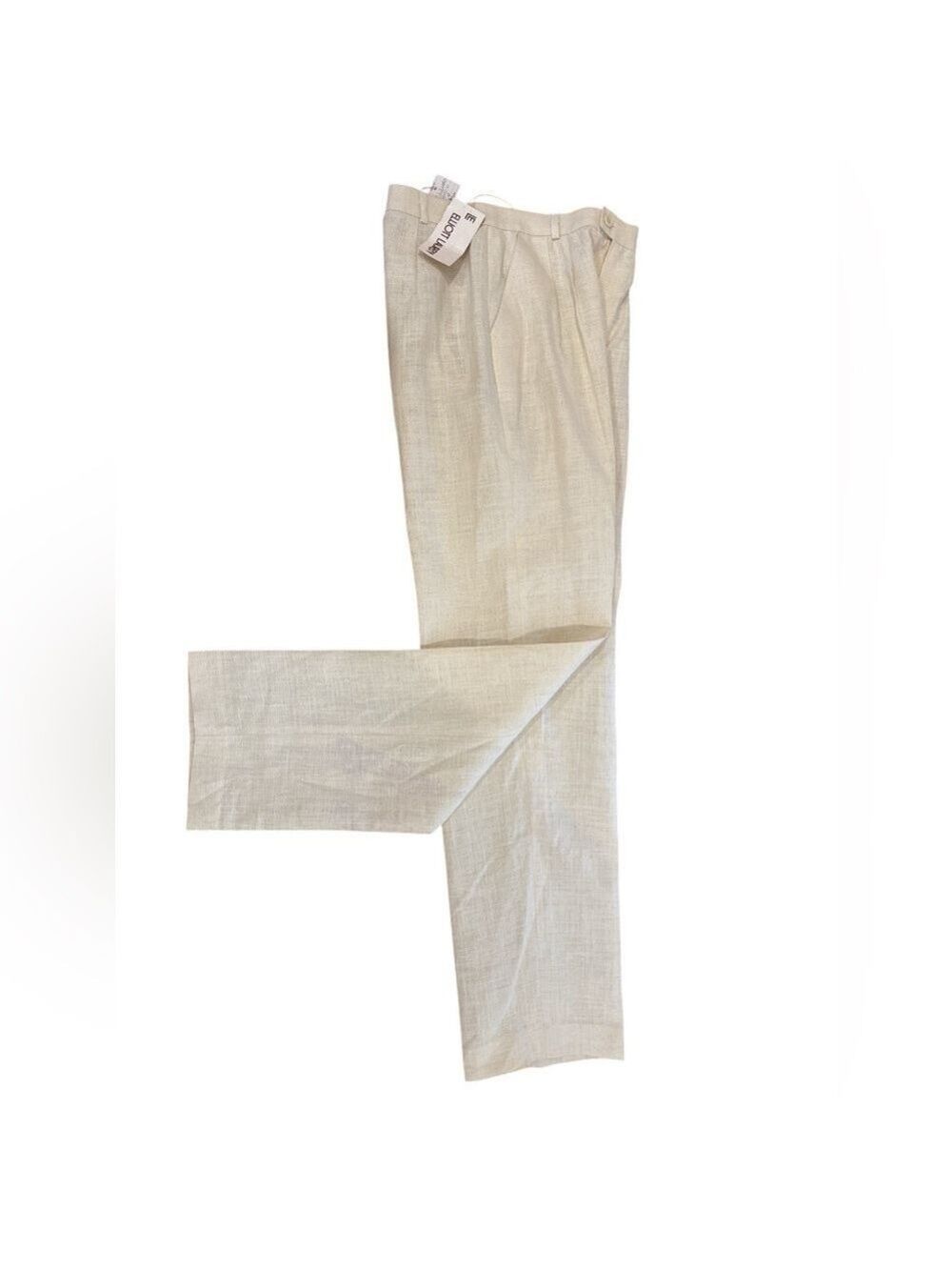 70s ELLIOTT LAUREN LINEN CREAM LINEN PLEAT FRONT STRAIGHT LEG PANTS LUXURY SZ 8